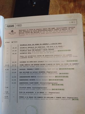 Menu with English translation at Arsenio Manila in Cadiz