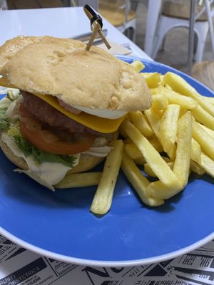 Bacon and cheese burger   at Vegan Bombon in Alicante