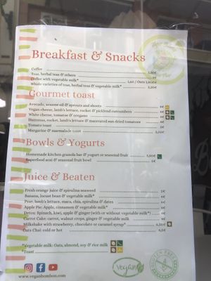 Menu   at Vegan Bombon in Alicante