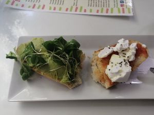 We tried two tostada & toppings to share. at Vegan Bombon in Alicante