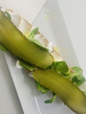 Toast with cheese and cucumber   at Vegan Bombon in Alicante