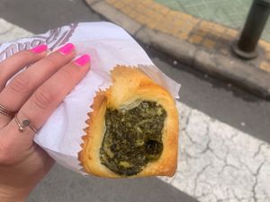 Spinach pastry at Vegan Bombon in Alicante