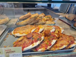 Some savoury baked goods at Vegan Bombon in Alicante