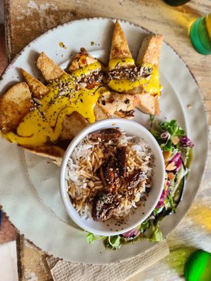 Tofu with rice and figs at Amelie Green in Gran Canaria