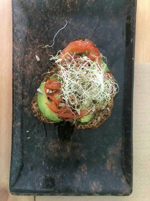 Avocado and tomato toast at Amelie Green in Gran Canaria