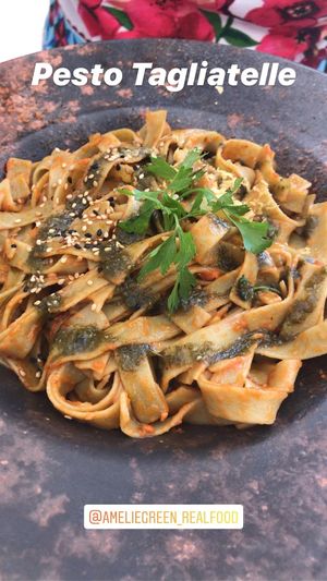 Vegan Pesto Pasta at Amelie Green in Gran Canaria