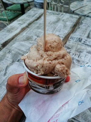 Coffe and nutts vegan ice cream at Luculus Ice Saloon in Bratislava