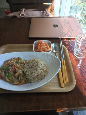 Rice with yellow sauce  at Sun - 카페 in Seoul