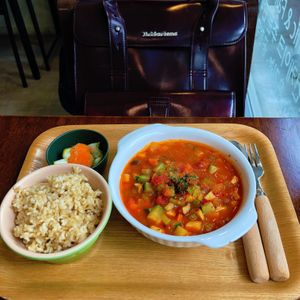 Vegetable stew with sticky brown rice at Sun - 카페 in Seoul