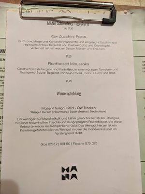 Menu of the Day at Mana - Schöneberg at Mana - Schöneberg in Berlin