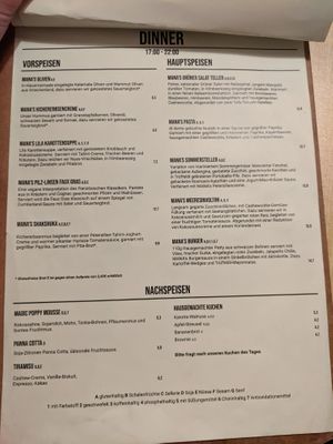 Menu at Mana - Schöneberg at Mana - Schöneberg in Berlin