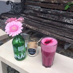 The beetroot latte. You won't guess how delicious it is! Beetroot, ginger and Oatmilk, sooo great! at Mana - Schöneberg in Berlin