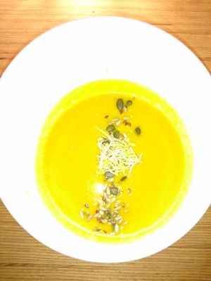 Carrot mango kurkuma soup at Mana - Schöneberg in Berlin