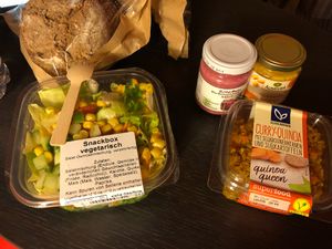 Vegan salad and bread at FRA - tegut - T1 in Frankfurt