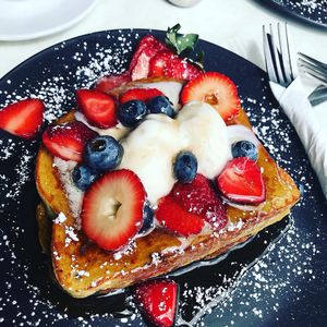 Vegan French toast at Kafenion in Moonee Ponds