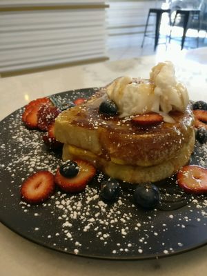vegan French toast  at Kafenion in Moonee Ponds