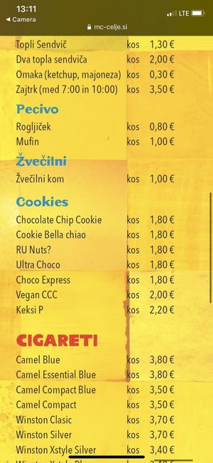 Vegan cookie on the menu at Mcc Cafe in Celje