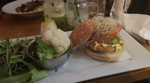 Vegan burger at VegEateria in Paris