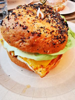 Sausage Breakfast Bagel  at Bite Me Cafe in Madrid