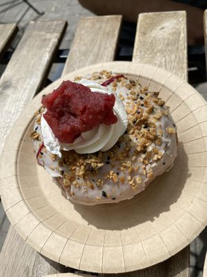 Filled Donut with beerot and apple   at Bite Me Cafe in Madrid