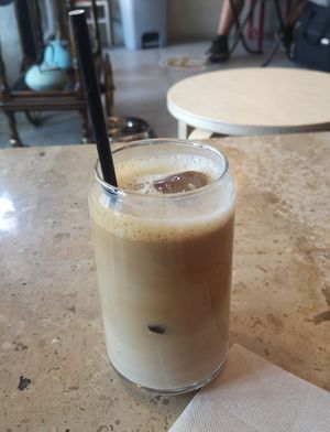 Iced coffee at Bite Me Cafe in Madrid
