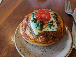 Pizza roll (best item in the menu currently) at Bite Me Cafe in Madrid