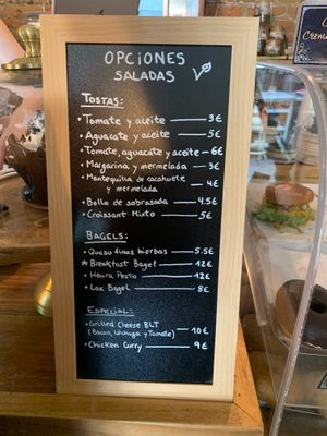 Menu at Bite Me Cafe in Madrid