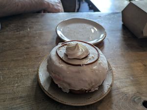 Rice pudding doughnut at Bite Me Cafe in Madrid