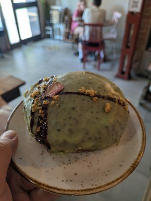 Basil and strawberry doughnut at Bite Me Cafe in Madrid