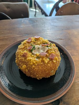 Croquette doughnut at Bite Me Cafe in Madrid
