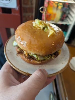 Pulled pork doughnut at Bite Me Cafe in Madrid