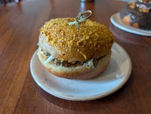 Huerta chikin donut. Really good!! at Bite Me Cafe in Madrid