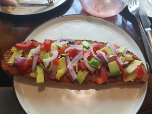 Sobrasada and veggies toast! at Bite Me Cafe in Madrid