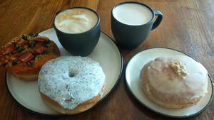 Pizza, lemon poppy, chestnut maple syrup. at Bite Me Cafe in Madrid