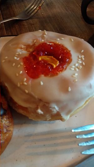 Tahini with pepper jam at Bite Me Cafe in Madrid