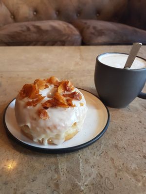 Coconut bacon and maple doughnut at Bite Me Cafe in Madrid