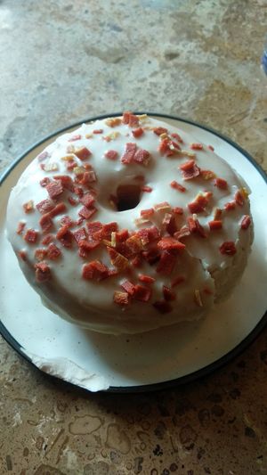 Maple syrup bacon donut at Bite Me Cafe in Madrid