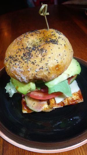 Breakfast Bagel at Bite Me Cafe in Madrid