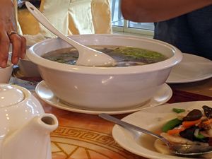 Seaweed and tofu soup at Ring Zhi Vegetarian Restaurant in Kepong