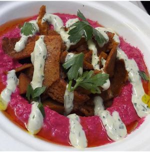 Loaded hummus bowl available in our street food stall and for privet catering  at Hamsa Hummus Bar and Vegan Shawarma in Melbourne