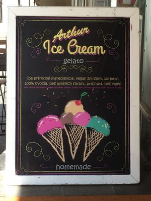 Arthur Ice Cream sign at Arthur Ice Cream in Bratislava