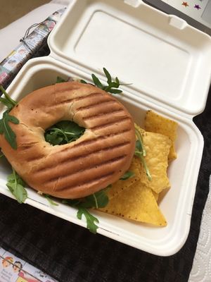 Delicious fresh vegan bagel at Little Roc in Rochester