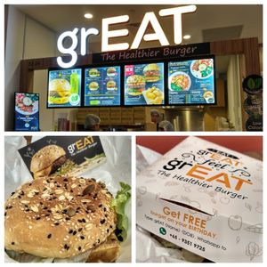 Zero Chloesterol Soy Burger  at grEAT in Central Singapore