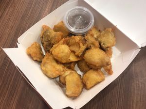 Mushroom tempura at grEAT in Central Singapore