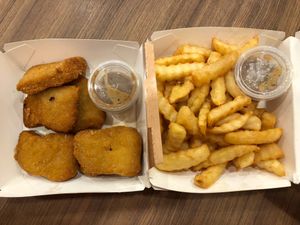 Nuggets and fries at grEAT in Central Singapore