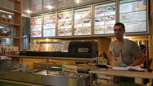 He speaks good English. Thank you for the vegetarian food. It saves my life in Kaliningrad! at Higher Taste in Kaliningrad