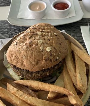 Their vegan burger. at Garden Fresh Cafe in Palm Beach