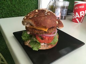 Vegan burger at Garden Fresh Cafe in Palm Beach