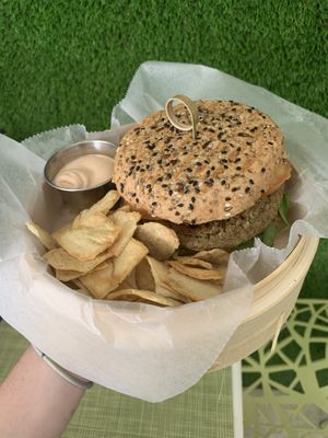 vegan burger  at Garden Fresh Cafe in Palm Beach