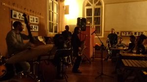 An open jazz jam session. at Ghirba Biosteria della Gabella in Reggio Emilia